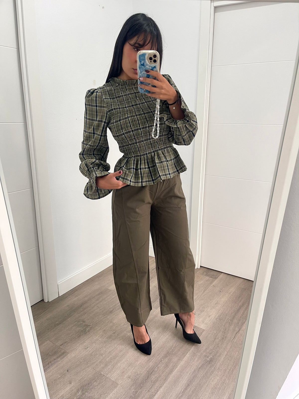Blusa Cuadros Verde