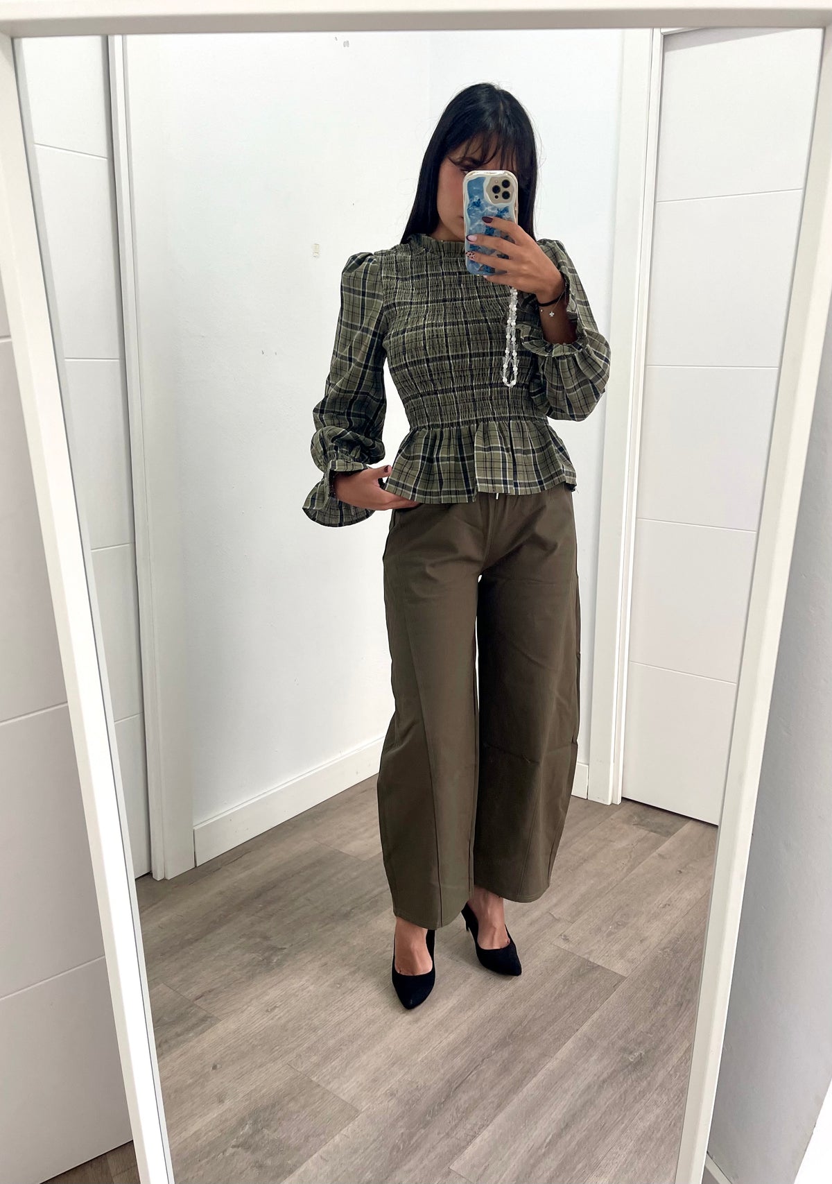 Blusa Cuadros Verde