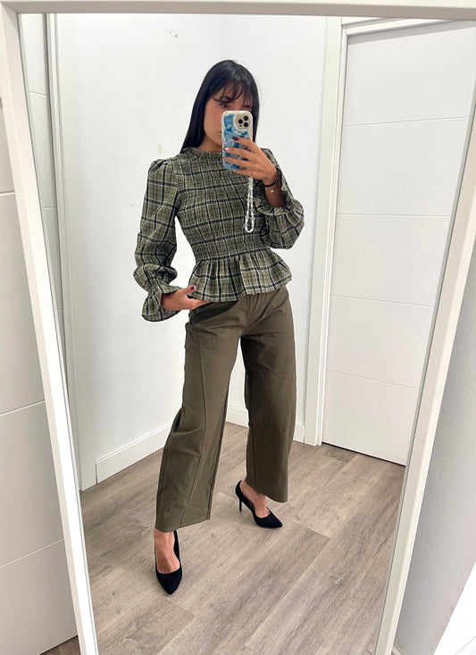 Blusa Cuadros Verde